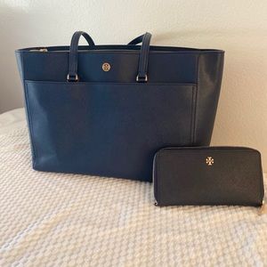 Tory Burch Navy bag and wallet